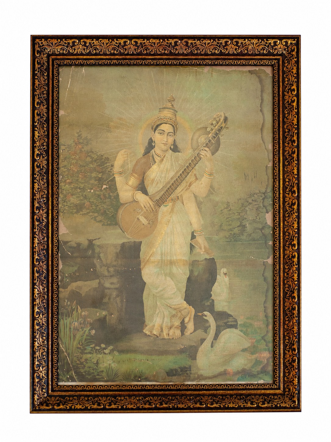 Maha Saraswati Oleograph